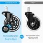 amzdeal Office Chair Casters Wheels - (Set of 5) 3'' Heavy-duty Rollerblade Casters Computer Chair Wheels Replacement, Safe for All Floors Including Hardwood Floor, 11mm Stem Diameter, Universal Fit