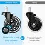 amzdeal Office Chair Casters Wheels - (Set of 5) 3'' Heavy-duty Rollerblade Casters Computer Chair Wheels Replacement, Safe for All Floors Including Hardwood Floor, 11mm Stem Diameter, Universal Fit amzdeal Office Chair Casters Wheels - (Set of 5) 3'' Heavy-duty Rollerblade Casters Computer Chair Wheels Replacement, Safe for All Floors Including Hardwood Floor, 11mm Stem Diameter, Universal Fit