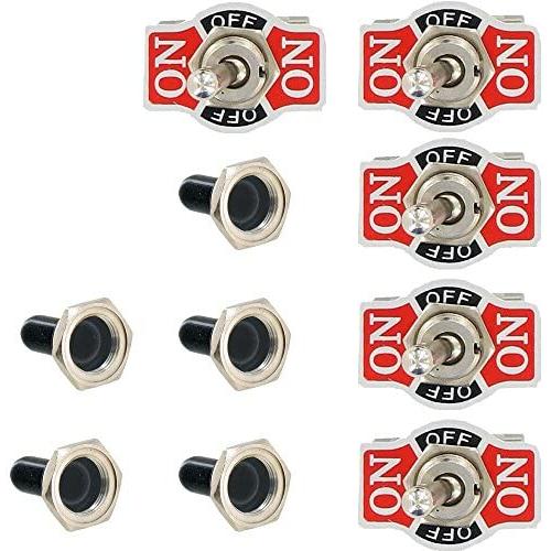 Etopar 5 X Heavy Duty 20A 125V 15A 250V SPDT 3 Terminal Pin ON/Off/ON Rocker Toggle Switch Flick Metal Waterproof Cap Knob