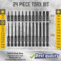 Torx Bit Set, Amartisan 24-Piece Security Torx Bit Set, Tamper Resistant Star Bits Set S2 Steel, 1'' and 2.3'' Long T5 - T40