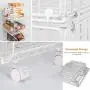 Storage Organizer, Foldable Stackable Storage Bins 3 Tiers Rolling Metal Wire Cart Baskets with 4 Wheels DIY Closet Organizer for Bathroom Bedroom Kitchen Living Room Office