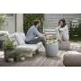 Keter Urban Knit Pouf Ottoman Set of 2 with Storage Table for Patio and Room Décor-Perfect for Balcony, Deck, and Outdoor Seating, Dune/Misty Blue