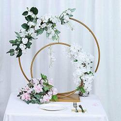 Efavormart 24'' | 16'' Gold Double Metal Hoop Wedding Centerpiece, Flower Stand