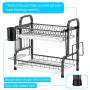 Dish Drying Rack, iSPECLE 304 Stainless Steel 2-Tier Dish Rack with Utensil Holder, Cutting Board Holder and Dish Drainer for Kitchen Counter