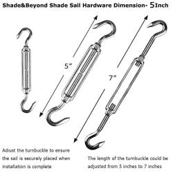 Shade&Beyond 316 Marine Grade Shade Sail Hardware Kit 5 inch for Rectangle and Square Sun Shade Sails Installation, 24 Pcs