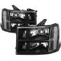 DNA Motoring HL-OH-GMCSIE07-BK-CL1 Black Housing Headlights Replacement For 07-13 Sierra