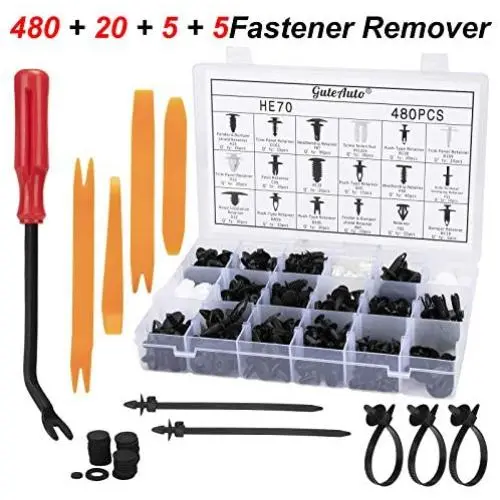Guteauto 480Pcs Car Retainer Clips Kit Nylon Bumper 18 Most Popular Sizes Auto Fastener Rivet Clips - with Fastener Remover and Door Trim Panel Clips for GM Ford Toyota Honda Chrysler Guteauto 480Pcs Car Retainer Clips Kit Nylon Bumper 18 Most Popular Sizes Auto Fastener Rivet Clips - with Fastener Remover and Door Trim Panel Clips for GM Ford Toyota Honda Chrysler
