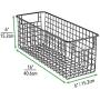 mDesign Narrow Farmhouse Decor Metal Wire Food Storage Organizer Bin Basket with Handles for Kitchen Cabinets, Pantry, Bathroom, Laundry Room, Closets, Garage - 16'' x 6'' x 6'' - Matte Black