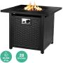 OKVAC 28'' Propane Gas Fire Pit Table, 50,000 BTU Square Fire Bowl, Outdoor Auto-Ignition Fireplace with CSA Certification, 600D Waterproof Cover, Lava Rock, for Balcony/Garden/Patio/Courtyard