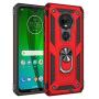 Rebex Compatible with Moto G7 Case Cover,Moto G7+ Plus Case,Tough Heavy Protective 360 Metal Rotating Ring Kickstand Holder Grip Magnetic Metal Armor Heavy Duty Shockproof(Red)
