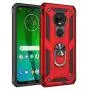Rebex Compatible with Moto G7 Case Cover,Moto G7+ Plus Case,Tough Heavy Protective 360 Metal Rotating Ring Kickstand Holder Grip Magnetic Metal Armor Heavy Duty Shockproof(Red)