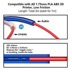 Aokin 3 Pcs Bowden PTFE Tubing (1m/Pcs) for 1.75mm Filament with 4 Pcs PC4-M6 Fittings and 4 Pcs PC4-M10 Pneumatic Fittings for Creality Ender 3/3 Pro/5/CR-10/10S 3D Printer, etc.