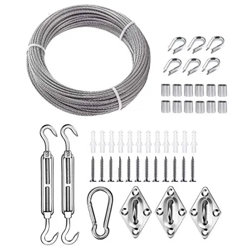 TooTaci Stainless Steel Sun Shade Sails Hardware Kit 5 inch for Triangle Sun Shade Sails Installation, 50FT/1/8'' PVC Coated Stainless Steel Metal Wire Cable Ropes Hardware Kits TooTaci Stainless Steel Sun Shade Sails Hardware Kit 5 inch for Triangle Sun Shade Sails Installation, 50FT/1/8'' PVC Coated Stainless Steel Metal Wire Cable Ropes Hardware Kits