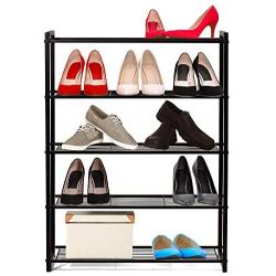 Titan Mall Shoes Rack for Closets Free Standing Shoe Rack 5 Tier Shoe Rack Metal Shoe Rack Shoe Organizer 25 Inch Wide Shoe Tower Shelf Storage