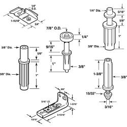 Prime-Line N 7534 Bi-Fold Door Hardware Repair Kit – Includes Top and Bottom Brackets, Top and Bottom Pivots and Guide Wheel – Door Repair Kit for 1’ to 1-3/8” Thick Doors Up To 50 Lbs.