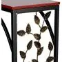 Yaheetech Moible Sofa Side End C Shaped Table Night Stands Bronze Metal Frame Wooden Top With Elegant Leaf Design for Living Room, Set of 2