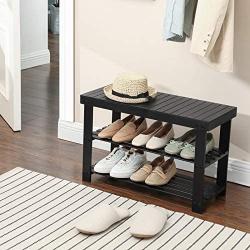 SONGMICS Sturdy Shoe Rack Bench,3-Tier Bamboo Shoe Organizer,Storage Shelf Holds Up to 264 Lbs,ideal for Entryway Bathroom Living Corridor