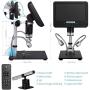 Linkmicro Digital Microscope with Endoscope Image Switchable 7 Inch Screen Two Camera Real Time Sync Play with Metal Adjustable Stand for Material Inspection, Phone Repair and SMT/BGA Soldering Tools
