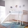 Max & Lily Solid Wood Twin-Size Low Loft Bed with Slide, White