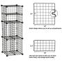 C&AHOME Metal Wire Cube Storage Organizer, Closet Cabinet, DIY Book Shelf, Large and Small Style Divider Ideal Design for Closet, Bedroom, Living Room, Office Black ZLW309B