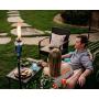 TIKI Brand 64-inch Swirl Metal Torch with Blue Bubble Glass Head