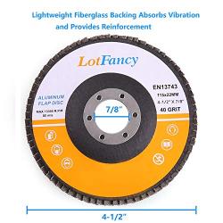 4.5 Inch Flap Discs by LotFancy - 20PCS 40 60 80 120 Grit Assorted Sanding Grinding Wheels, Aluminum Oxide Abrasives, Type #27