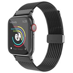 Compatible with Apple Watch Band 38/40mm 42/44mm, Belita Amy Stainless Steel Mesh Loop Replacement Parts for iWatch Band Series 5/4/3/2/1 (Black, 42/44mm)