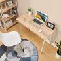 Writing Computer Desk Modern Simple Study Table Kids Desk Small Industrial ps5 Gaming Table Home Office Wood Work Desk with Metal Legs Tiny Desk for Bedroom, 39.4 x 18.9 x 29.1 inch Oak White