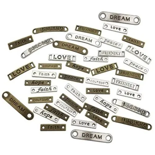 100g Craft Supplies Mixed Words Letters Connector Pendants Beads Charms Pendants for Crafting, Jewelry Findings Making Accessory for DIY Necklace Bracelet (M086) 100g Craft Supplies Mixed Words Letters Connector Pendants Beads Charms Pendants for Crafting, Jewelry Findings Making Accessory for DIY Necklace Bracelet (M086)