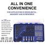 PLATINUMEDGE 120 Pieces Screwdriver Bits and Drill Bits Set, Drilling and Driving Kit for Wood, Plastic, Metal, and Masonry Work