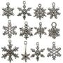 Snowflake Charm-100g (About 80-90pcs) Antique Silver Christmas Snowflake Charms Pendants for Crafting, Jewelry Findings Making Accessory for DIY Necklace Bracelet (M005)