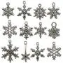 Snowflake Charm-100g (About 80-90pcs) Antique Silver Christmas Snowflake Charms Pendants for Crafting, Jewelry Findings Making Accessory for DIY Necklace Bracelet (M005)