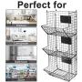 3 Tier Hanging Wire Basket - Wall Mounted Storage Bins for Pantry with Removable Chalkboards, Kitchen Fruit and Vegetable Storage Baskets, Metal Shelves Pantry Organization Containers Rack Produce Bin