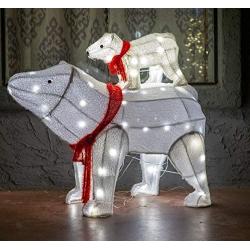 Joiedomi 2 Packs Plush Polar Bears 80 LED Warm White Yard Lights for Christmas Outdoor Yard Garden Decorations, Christmas Event Decoration, Christmas Eve Night Decor