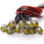 Amotor 10Pcs 8mm 5/16'' LED Metal Indicator Light 12V Waterproof Signal Pilot Lamp Dash Directional Car Truck Boat with Wire (Yellow)