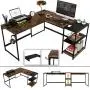 Nost & Host Switchable 59’’ L Shaped Corner Computer Desk with Free Monitor Stand & Headphone Rack, 94.5’’ 2 Person Extra Long Working Desk with Shelves, Home Office Gaming Table, Rustic Brown & Black Nost & Host Switchable 59’’ L Shaped Corner Computer Desk with Free Monitor Stand & Headphone Rack, 94.5’’ 2 Person Extra Long Working Desk with Shelves, Home Office Gaming Table, Rustic Brown & Black