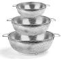 TeamFar Colander Set of 3, Stainless Steel Perforated Metal Colander Strainer with Handles for Spaghetti, Pasta, Berry, Rust Free & Dishwasher Safe - 1/3/5-quart
