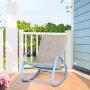 PHI VILLA Outdoor Patio Metal Rocking Chair, Padded Modern Rocker Chairs with Cushion, Support 301lbs for Porch, Deck, Balcony or Indoor Use (1PCS, Blue)