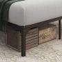 SHA CERLIN Queen Size Bed Frame with Industrial Wooden Rivet Headboard / Splash Platform Bed Frame with 13 Strong Metal Slats Support / Noise Free / Easy Assembly / Rustic Brown