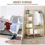 KINGSO Metal Garment Rack with Multi Wood Shelves, Multi-Functional Freestanding Storage Clothing Rack Easy Assembly, Heavy Duty Closet Organizer for Bedroom Entryway-White KINGSO Metal Garment Rack with Multi Wood Shelves, Multi-Functional Freestanding Storage Clothing Rack Easy Assembly, Heavy Duty Closet Organizer for Bedroom Entryway-White