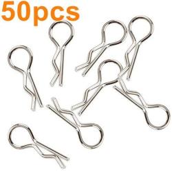 50-Pack HobbyPark Metal 1/12 1/10 Body Clips Bent Springy R Pins Medium Replacement Parts for RC Car Truck Crawler Buggy