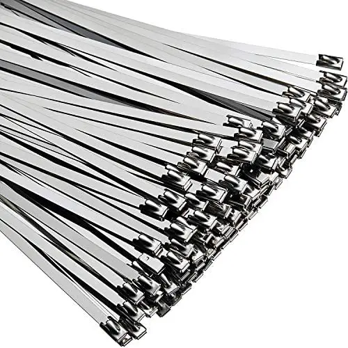 150 Pieces Stainless Steel Cable Zip Ties Metal Coated Locking Cord Organizer Ties for Exhaust Heat Wrap, 5.9 Inches 150 Pieces Stainless Steel Cable Zip Ties Metal Coated Locking Cord Organizer Ties for Exhaust Heat Wrap, 5.9 Inches