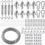 TooTaci Stainless Steel Sun Shade Sails Hardware Kit 5 inch for Triangle Rectangle Sun Shade Sails Installation, Includes 100FT/1/8'' PVC Coated Stainless Steel Metal Wire Cable Ropes Hardware -2 Bags
