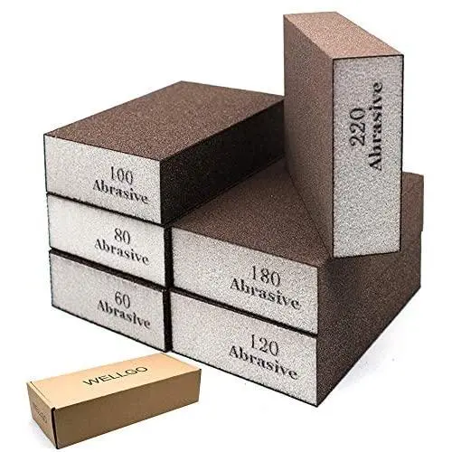 Wellgo 6 Pack Sanding Sponges,Coarse & Fine Sanding Blocks in 60/80/100/120/180/220 Grit Assortment- Great for Pot Brush Pan Brush Sponge Brush Glasses Sanding Wood Sanding Metal Sanding (6 Pack) Wellgo 6 Pack Sanding Sponges,Coarse & Fine Sanding Blocks in 60/80/100/120/180/220 Grit Assortment- Great for Pot Brush Pan Brush Sponge Brush Glasses Sanding Wood Sanding Metal Sanding (6 Pack)