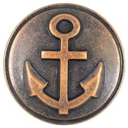 Bezelry 12 Pieces Anchor Metal Shank Buttons 25mm (1 inch) (Antique Copper)