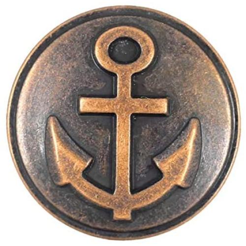 Bezelry 12 Pieces Anchor Metal Shank Buttons 25mm (1 inch) (Antique Copper)