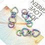 MELORDY Rainbow Heart Metal Buckles for Bag Handbag Strap Clasp Keyring Dog Chain Swivel Trigger Clips Snap Hook DIY Leather Craft (6PCS)