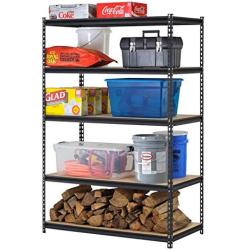 Muscle Rack 5-Shelf Steel Shelving, Silver-Vein (18'' D x 48'' W x 72'' H) (1)