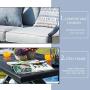 LOKATSE HOME 4 Pieces Outdoor Conversation Furniture Bistro Metal Seating Patio Armchairs Loveseat Set with Cushion & Coffee Table, 4 pcs Chair, Grey
