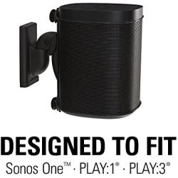 Sanus Adjustable Sonos Wall Mount for Sonos One, Play:1, Play:3 - Tool Free Tilt & Swivel Adjustments for Best Audio - Pair (Black)